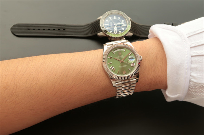N廠Rolex勞力士DAY-DATE星期日歷型m228239-0033綠盤羅馬字釘復(fù)刻表