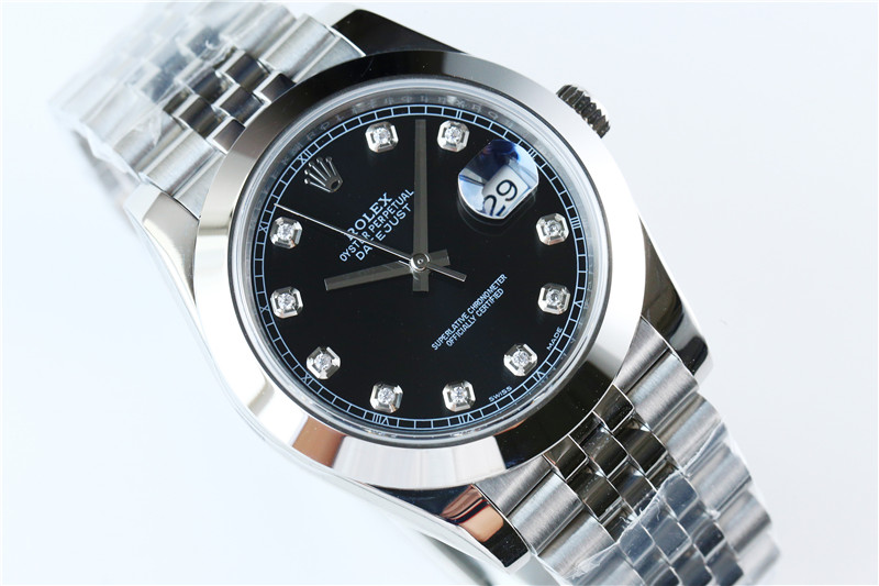 N廠Rolex勞力士41mm日志型黑盤鉆釘光圈五銖鏈復(fù)刻表