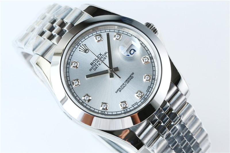 N廠Rolex勞力士41mm日志型銀盤鉆釘光圈五銖鏈復刻表