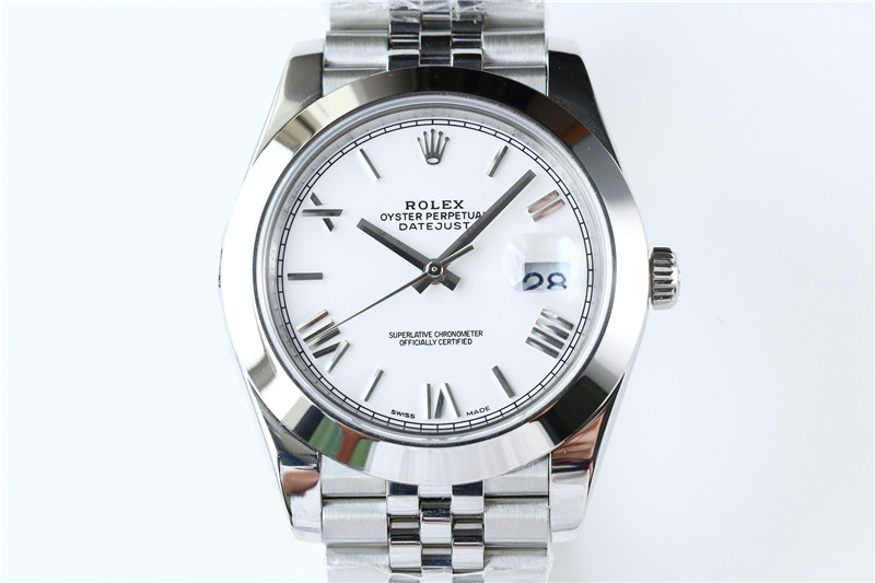 N廠Rolex勞力士41mm日志型白盤羅馬字釘光圈五銖鏈復刻表