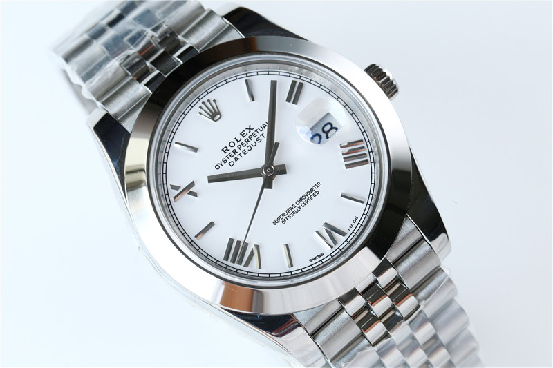 N廠Rolex勞力士41mm日志型白盤羅馬字釘光圈五銖鏈復刻表