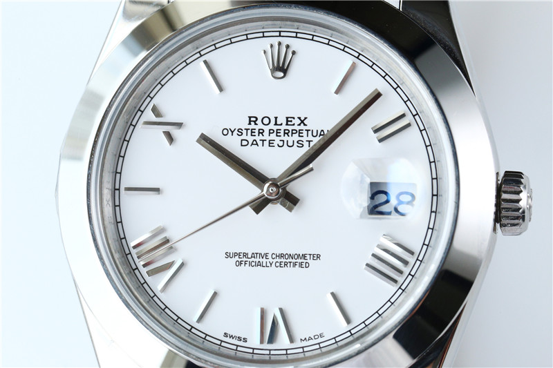 N廠Rolex勞力士41mm日志型白盤羅馬字釘光圈五銖鏈復刻表