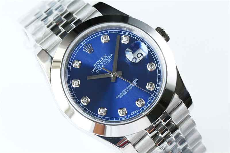 N廠Rolex勞力士41mm日志型藍(lán)盤(pán)鉆釘光圈五銖鏈復(fù)刻表