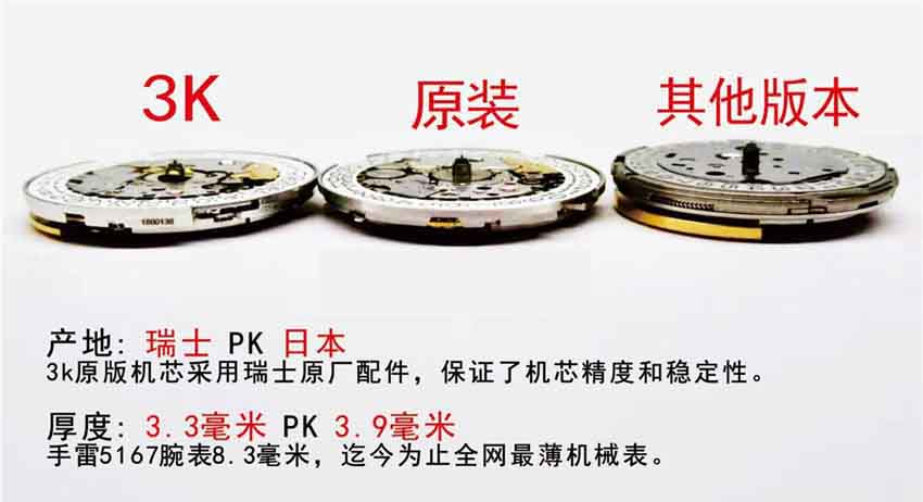 3K廠為何能夠脫穎而出-對比其他廠家以及正品腕表究竟如何