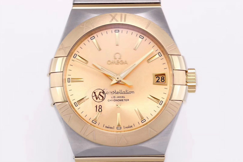 VS廠歐米茄星座系列金色表盤表針款復(fù)刻腕表做工評測