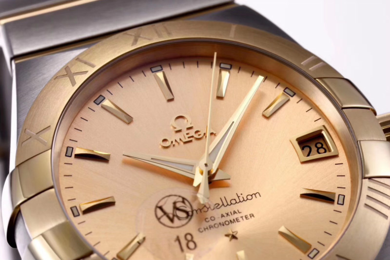 VS廠歐米茄星座系列金色表盤表針款復(fù)刻腕表做工評測