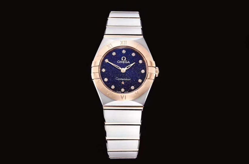 GF廠歐米茄星座系列間玫瑰金星空藍字面復刻腕表做工深度評測