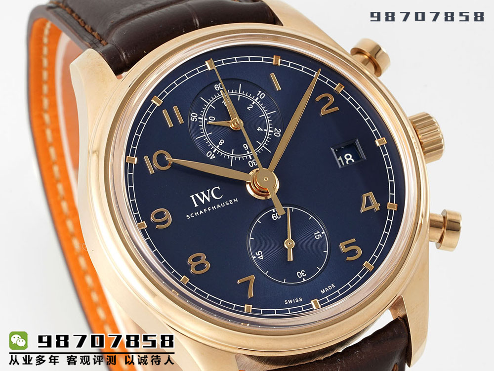 APS廠萬國葡萄牙玫瑰金藍盤計時復刻表存在破綻嗎-APS萬國時計