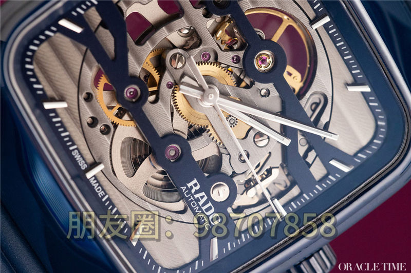 Rado True 方形自動鏤空藍(lán)色腕表評測